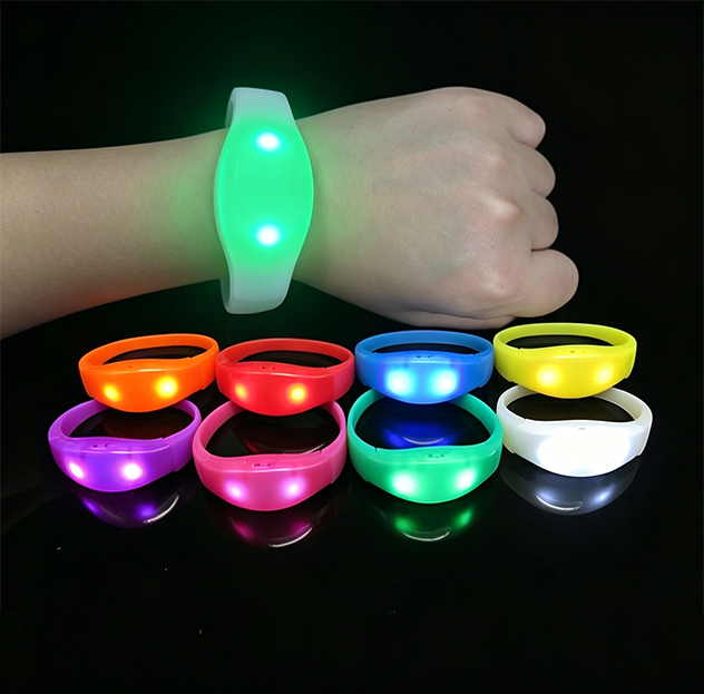 Sound Activated Led Bracelet Custom Logo Light up Led Bracelets Wristband for Wedding Parties