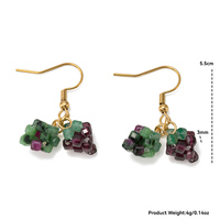 Boucles d'oreilles pendantes bohèmes tissées à la main en pierres naturelles, améthyste, grenat, grappe de cristaux, boucles d'oreilles à crochet en pierres précieuses pour femmes