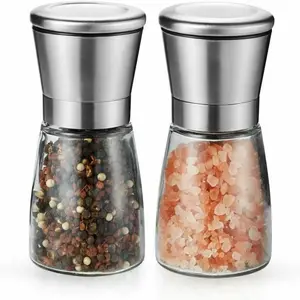 Moinho de vidro de aço inoxidável ajustável para moagem grossa de pimenta sal