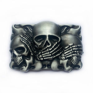 ปืนโลหะผสมสังกะสีสุดเท่ห์หัวเข็มขัดแบบไม่มีจุดทาสีหัวกะโหลกโลหะสลักด้วย3D สีดำ - Product Image 1