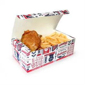 Caja de embalaje de papel de hamburguesa de pollo frito con impresión personalizada Caja de pollo frito Cajas de embalaje de alas de pollo