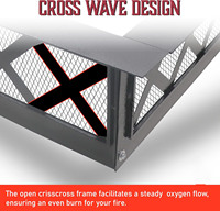 Brasero d'extérieur en acier personnalisé de 36 pouces avec design carré et grille de protection anti-étincelles en treillis croisé