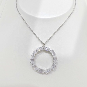 wholesale plata 925 sterling silver luxury women <b>chain</b> necklace <b>cheap</b> zircon minimalist bridal dainty round pendant necklaces - Product Image 1