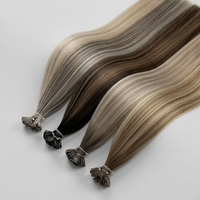 Extensions de cheveux vierges Lesttyhair en kératine 12A, double épaisseur, cheveux humains teints, pointes plates pré-collées en V