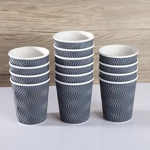 Paper Cups 240 Ml 7oz Packaging Hot Grey Cheap 12Oz Packing Cover Coffee Logo Printing Paper Cup