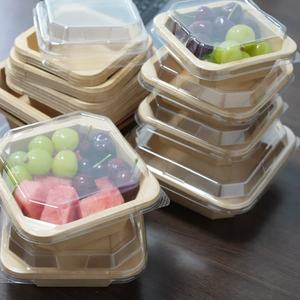 Recipiente de comida de ángulo octogonal, caja de comida octogonal de papel Kraft para llevar - Product Image 6