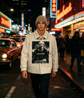 Veste en jean unisexe vintage personnalisée imprimée DTG Kornit, respirante, écologique, style gothique streetwear, mélange polyester/coton