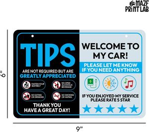 Panneau de bienvenue pour chauffeur de VTC - 9x6 pouces - « Bienvenue dans ma voiture, merci pour votre compagnie » - Panneau en PVC imperméable pour voiture - Product Image 2