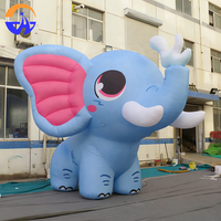 Modèle d'éléphant gonflable publicitaire multicolore, mignon, de style dessin animé, thème animal, accessoires de décoration publicitaire extérieure avec souffleur