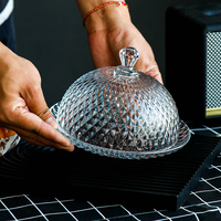Cloche à pâtisserie en verre transparent avec plateau de service, motif ananas diamanté, réutilisable, écologique, couvercle alimentaire sûr pour la présentation des aliments