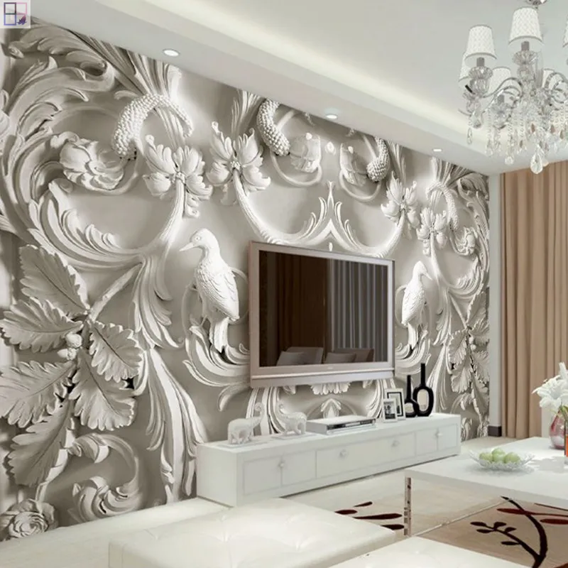 3D Wallpaper Abstract European Relief Wall Art Mural Fabric for Living room TV Background Wall