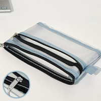 Pochette à fermeture éclair en nylon transparent double couche Eco-Friendly Portable Travel Mini Coin Earphone Bag Credit Card Holder for Lipstick Makeup