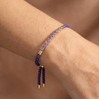 Bracelet tressé ajustable de style designer EDGE avec détails de barres en strass violets, bijoux tendance pour femmes
