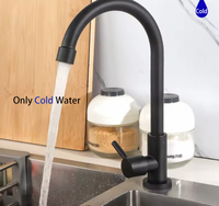 Robinet de cuisine moderne en acier inoxydable, pivotant à 360 degrés, pour eau froide, avec bec flexible, idéal pour les éviers d'hôtel – Vente directe usine