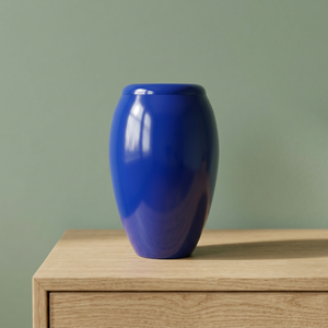 Vase ovale de luxe en métal bleu, pot commémoratif, porte-fleurs décoratif pour la maison et le jardin - Artisanat indien pour la maison - Product Image 1