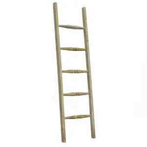Luckywind New Design Gery Wall-Leaning Rustic Farmhouse Wood Blanket Ladder