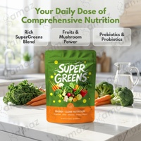 Poudre de Super Aliments Verts Naturels à Marque Blanche OEM avec Spiruline, Herbe de Blé, Herbe d'Orge, Chlorelle pour l'Énergie, la Détoxification et le Système Immunitaire