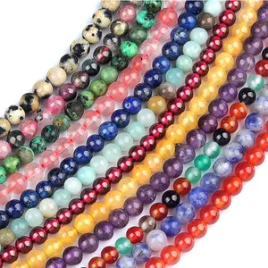 Pulsera de gemas semipreciosas redondas coloridas, fabricación de joyas, otras cuentas sueltas de piedra natural para la fabricación de pulseras de joyería