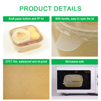 Boîtes alimentaires en papier kraft biodégradables Récipient en papier kraft personnalisé avec couvercles en PP