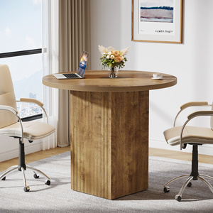 Table de conférence en bois de 31,5 pouces, design de piédestal cannelé, gain de place, écologique, construction durable pour les petits espaces - Product Image 3