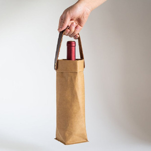 <b>Hand</b>-held wine bottle packaging bags, washed kraft <b>paper</b> tote bags, artistic insulated glass cup storage bags, custom-<b>made</b>. - Product Image 3