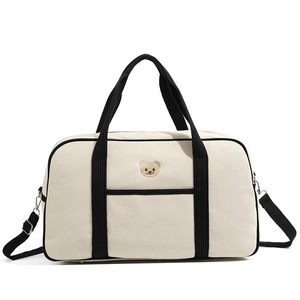 กระเป๋าเดินทางผ้าแคนวาสรูปหมีสีเบจเรียบง่ายน่ารักและใช้งานได้จริง - Product Image 5