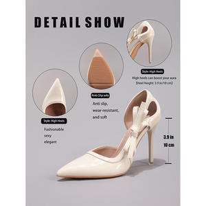 Elegantes Zapatos de Tacón Alto para Mujer, Zapatos de Boda con Tacón Delgado, Punta Puntiaguda, Lazo, Deslizables, Sandalias de Tacón Fino para Primavera, Verano y Otoño - Product Image 2
