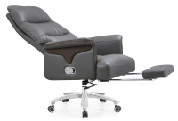 Chaise de bureau exécutive moderne en fer gris à dossier haut avec fonction inclinable, pivotante et repose-pieds, chaise d'ordinateur pour bureau à domicile