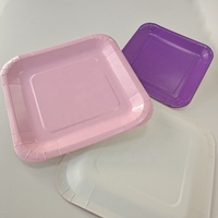 Assiettes vaisselle jetable en papier biodégradables, assiettes carrées roses élégantes, ensemble de vaisselle jetable en papier alimentaire pour la fête de mariage 1 pièce