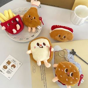 Porte-clés en peluche mignon de dessin animé, thème nourriture : hamburger et frites, pendentif de sac à dos, jouet en peluche doux pour enfants et amateurs de fast-food - Product Image 4
