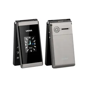 UNIWA X28 ponsel Flip layar ganda, ponsel Senior dengan tombol besar SOS tahan lama mendukung kartu SIM ganda GSM