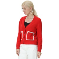 Pulls en tricot décontractés de style Preppy avec LOGO personnalisé pour femmes Cardigan à col en V avec poche Pull à manches longues