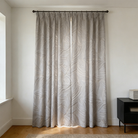 Tissu Jacquard Feuille Tropicale Beige Élégant de Haute Qualité pour Rideaux - Vente Chaude