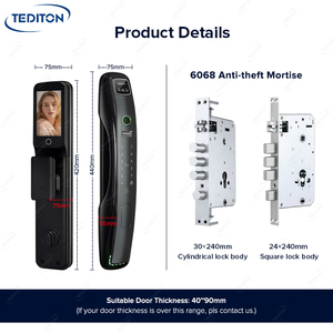 Kunci biometrik sidik jari Digital, kunci pintu pintar, kunci pintu cerdas, pengenalan wajah Mortise, kunci biometrik sidik jari Digital, aplikasi Wifi Tuya - Product Image 2