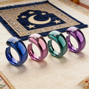 Cadeau du Ramadan pour musulmans : 5 rappels de prière, compteur de tasbih numérique, compteur de tasbih intelligent, bague électronique de zikr - Product Image 1