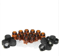 Botol Vial Kaca Amber Kosong LANJING 1-5ml untuk Sampel Kosmetik dan Makeup dengan Penutup dan Pengurang Orifis