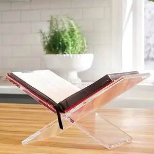Benutzer definierte gefaltete offene Acryl Bücher ständer halter Tischplatte Lucite Bücher ständer Acryl Open Book Stand Schwarz