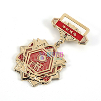 Médaille d'honneur en métal personnalisée par le fabricant avec ruban, insigne, médailles de récompense en métal moulé dans une boîte en bois, sérigraphie