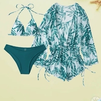 Maillot de bain trois pièces pour femmes Bikini de style européen à la mode avec maille fendue coupe ample