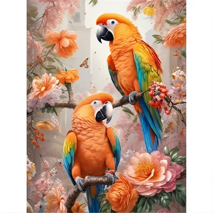 Peinture Diamant 5D Perroquets Ara Fleurs Broderie Complète Oiseaux Tropicaux Strass Point <span class=keywords><strong>de</strong></span> Croix Décoration Murale Maison - Product Image 1