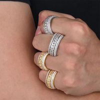 Anillo giratorio de enlace cubano para hombre y mujer, anillo ostentoso de moissanita VVS de Plata de Ley 925, anillo de promesa de Hip Hop de lujo