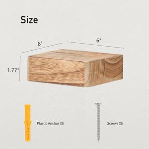 6x6 미니 부동 선반 <span class=keywords><strong>3</strong></span> 디스플레이 선반 세트 벽을위한 소박한 나무 선반 침실 욕실 주방 벽 선반 가정 장식 - Product Image 3