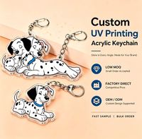 Porte-clés personnalisé en acrylique transparent holographique avec impression UV motif dessin animé/anime, étoile ou verre brisé, effet arc-en-ciel