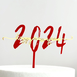 Adorno acrílico creativo para tarta de Feliz Año Nuevo 2024 para Feliz Navidad Hello 2024 Cupcake Toppers signo de dragón <span class=keywords><strong>chino</strong></span> 2024 - Product Image 6