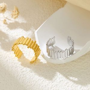Wholesale New Gold Plated Stainless Steel Simple Geometric Irregular Shaped Finger <b>Rings</b> for <b>Couple</b> Women Men Jewelry - Product Image 1