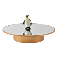Présentoir Rotatif Électrique Doré de 25 cm avec Miroir, Support à Bijoux, Alimentation par Piles/USB