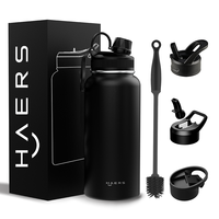 2024 LFGB Bouteille à vide en acier inoxydable 18/8 isolée à double paroi sans BPA Bouteille d'eau de sport avec paille facile à transporter