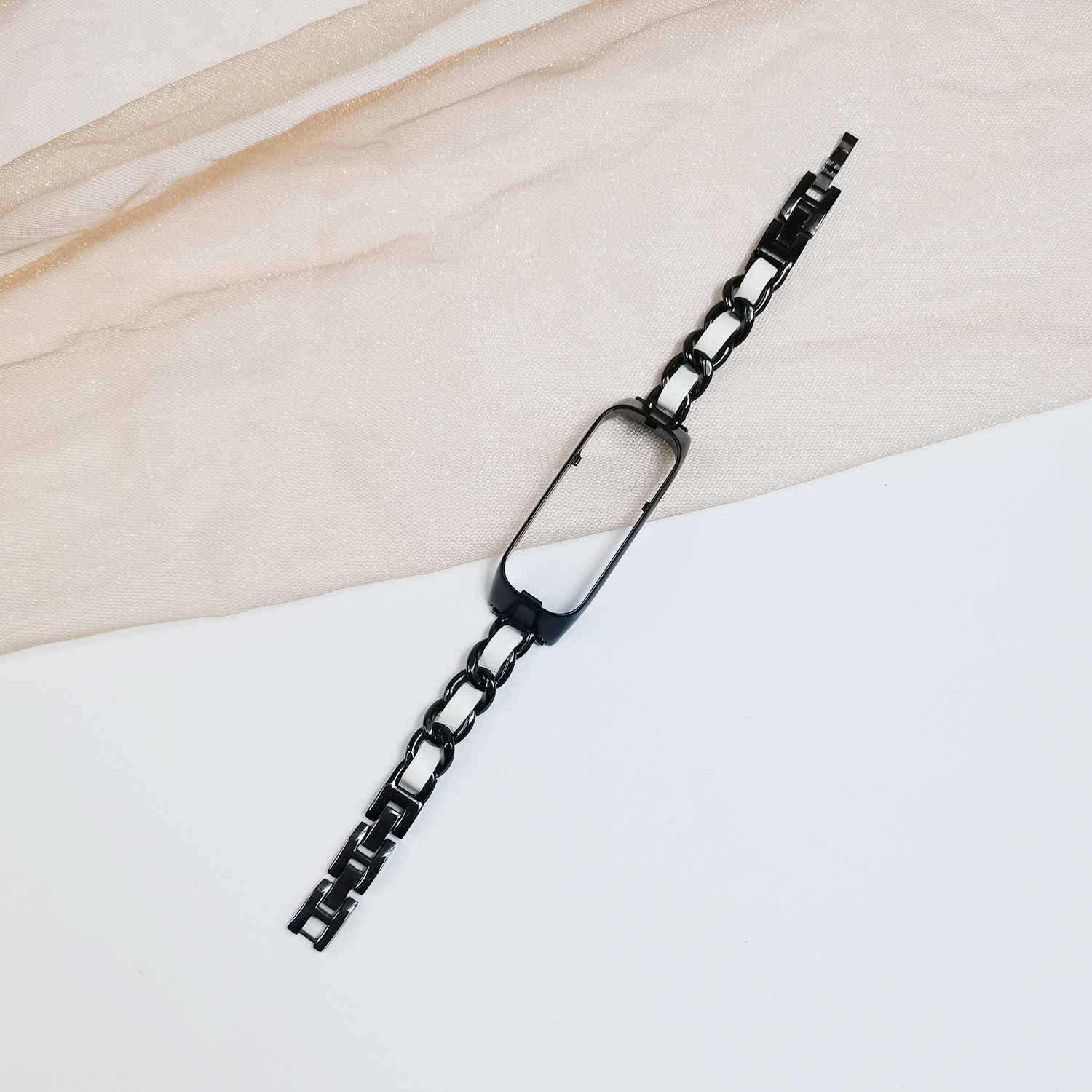 Black Band-White Leather