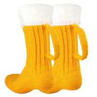 Nouvelle arrivée 3D chope à bière chaussettes tricotées hommes rembourré chaud mi-mollet femmes hiver doux drôle sommeil sol laine chaussettes cadeau de noël