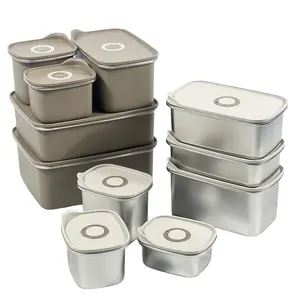 zhongte Dishwasher Safe Refrigerator 18/8 Stainless Steel Meal Prep Bento Lunch Box Food Storage Container with Lids